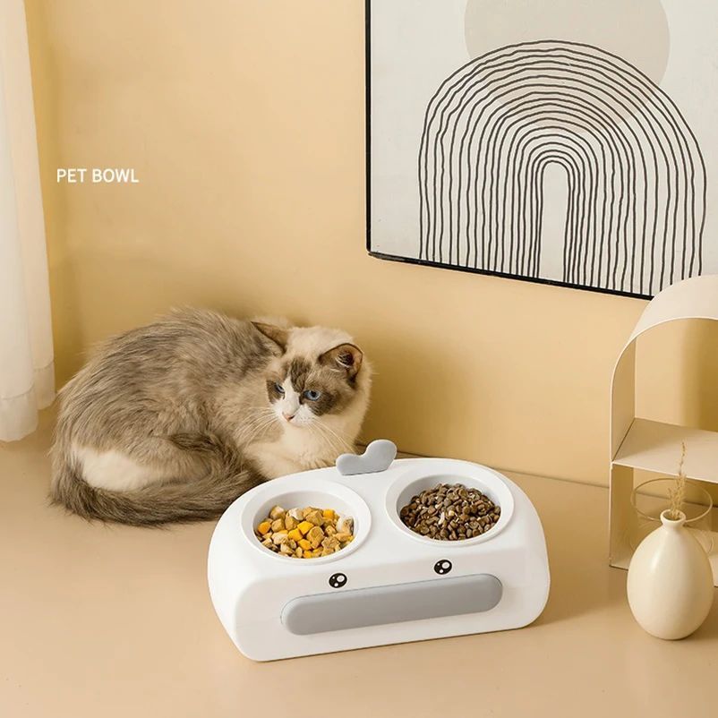 Duck Design Double Pet Feeding Bowl Food Water Tray Set