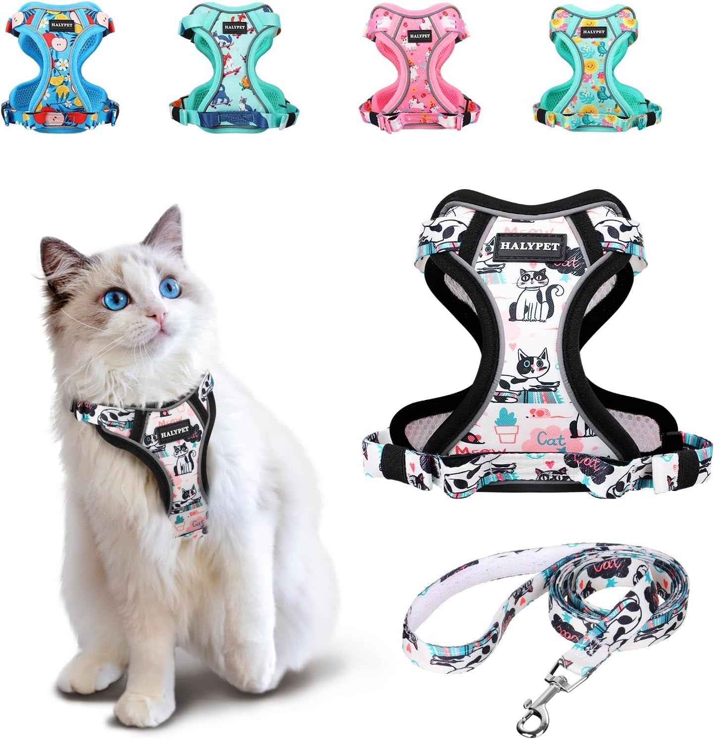 Escape Proof Reflective Adjustable Cat Harness Leash Set