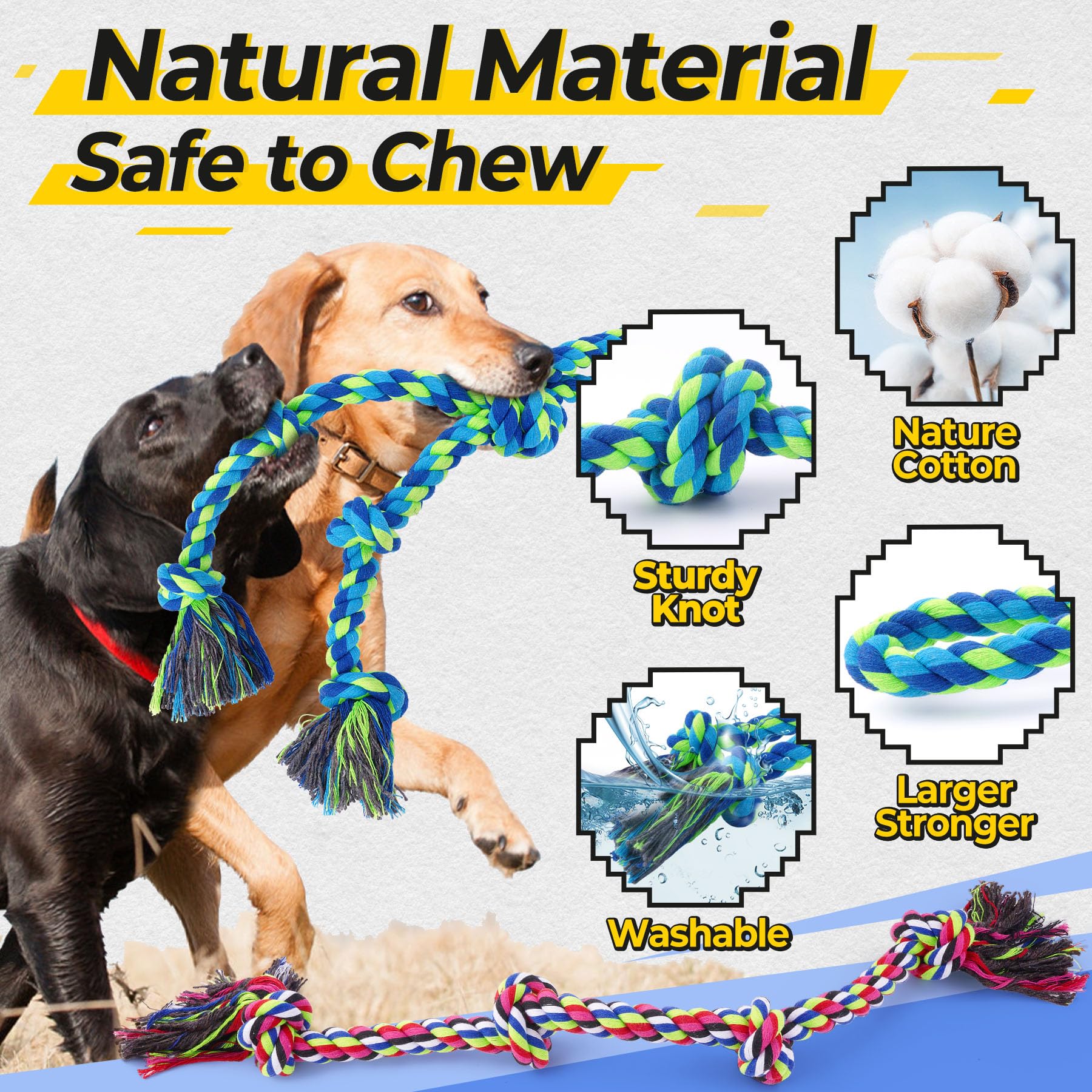 Tough Dog Rope Tug Toy for Aggressive Chewers Set