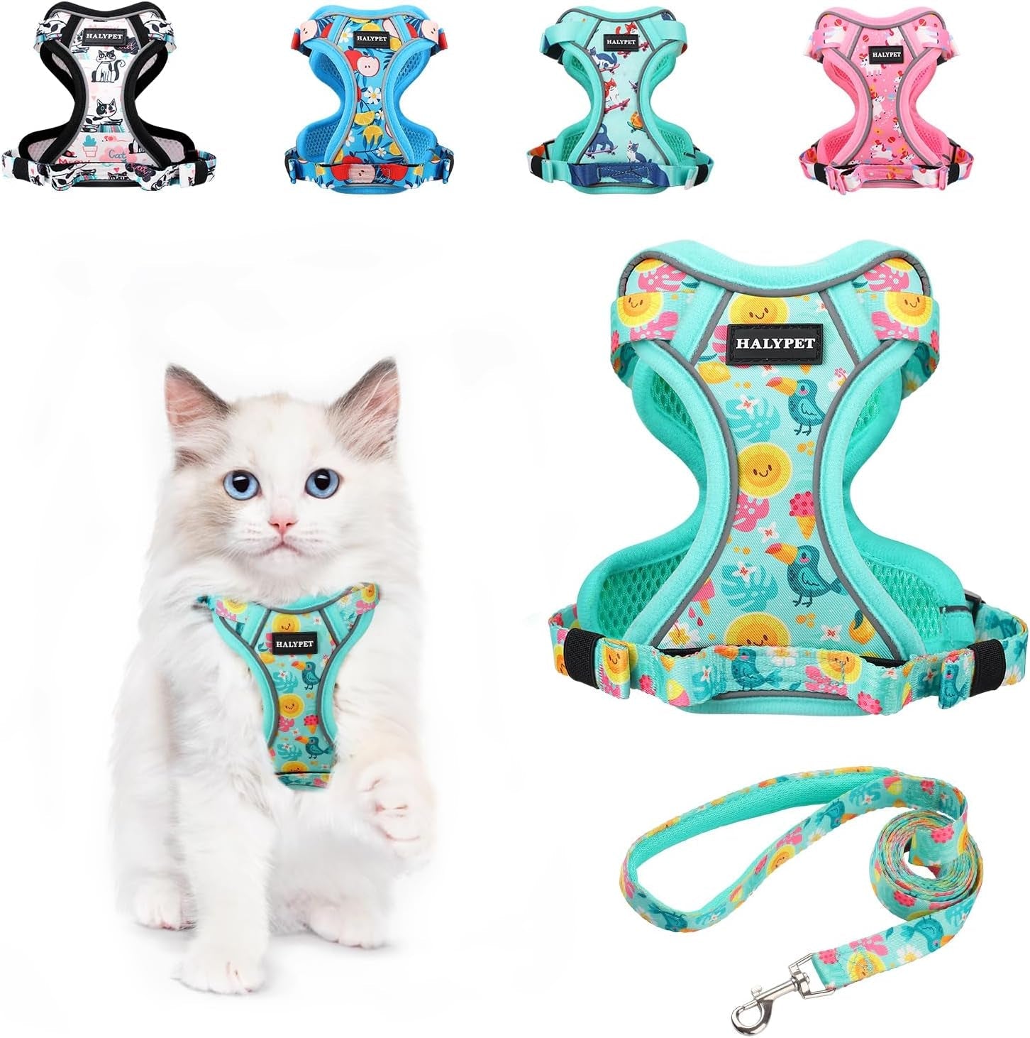Escape Proof Reflective Adjustable Cat Harness Leash Set