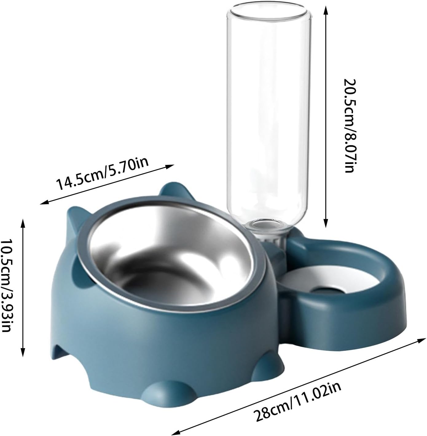Tilted Cat Dog Food Water Bowl Set with Dispenser