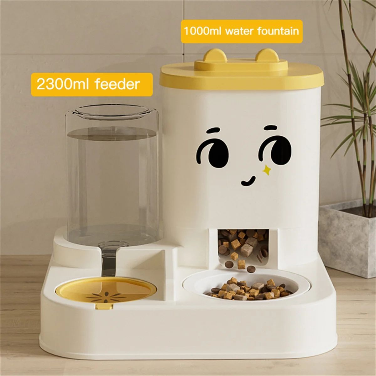 Cartoon Pet Feeding Water Dispenser Large Capacity Bowl Set