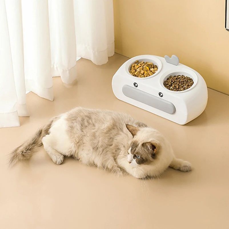 Duck Design Double Pet Feeding Bowl Food Water Tray Set