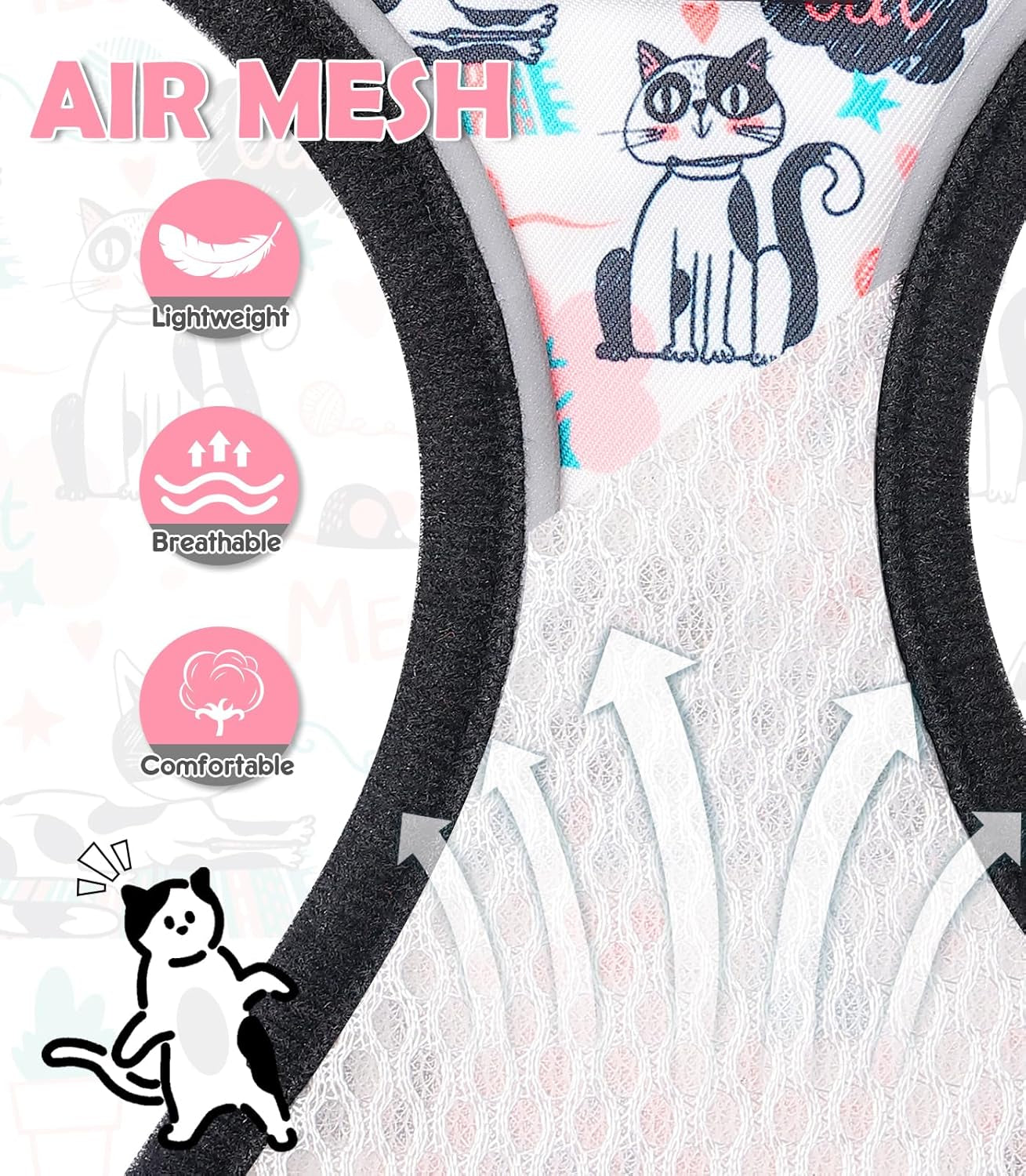 Escape Proof Reflective Adjustable Cat Harness Leash Set