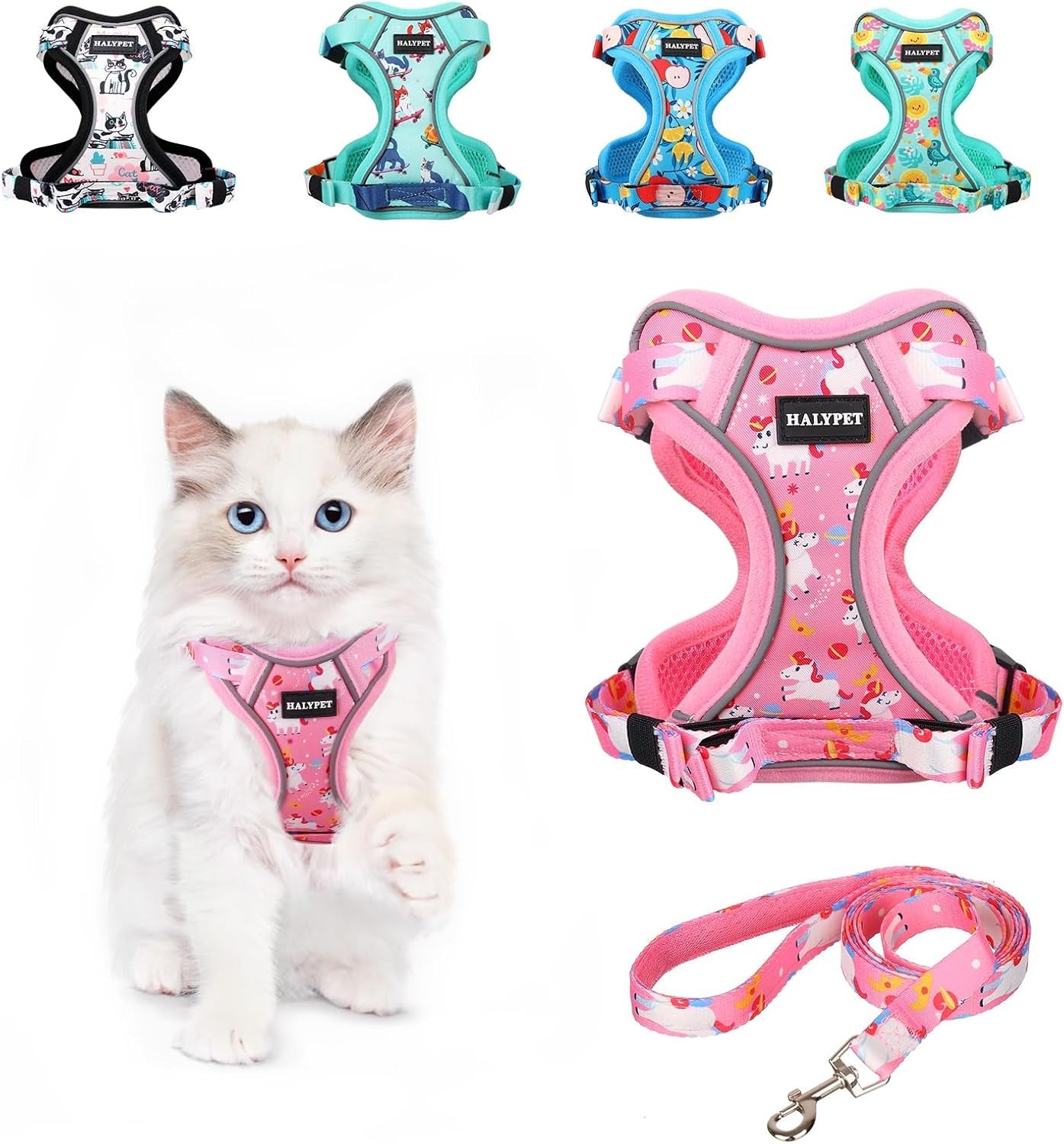Escape Proof Reflective Adjustable Cat Harness Leash Set