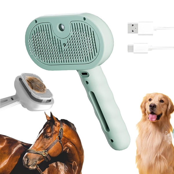 4-in-1 Pet Steam Brush with Self-Cleaning & Anti-Static