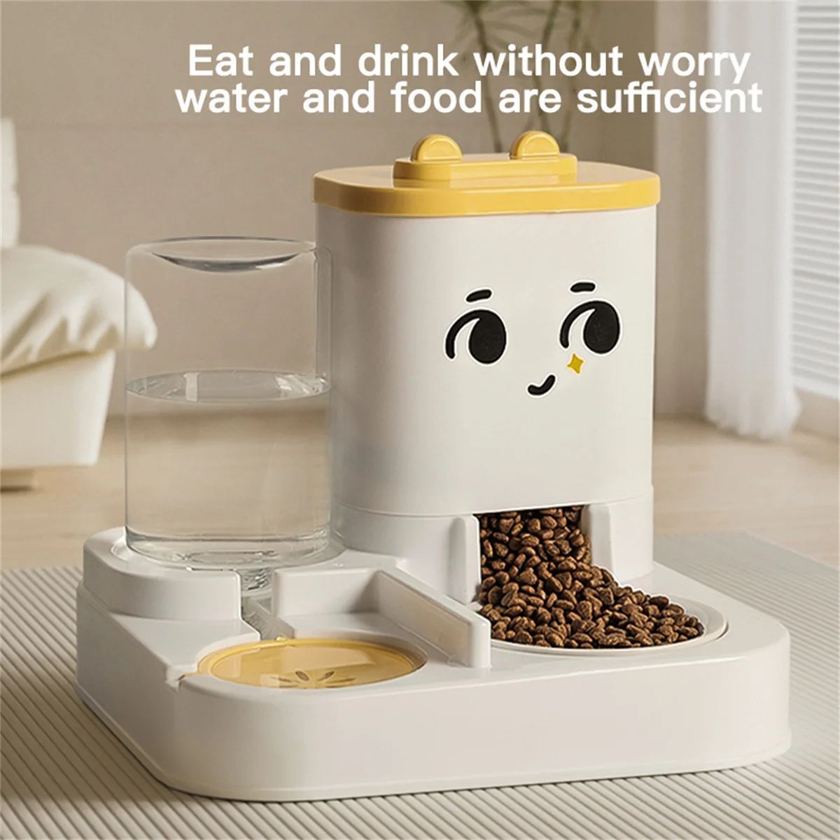 Cartoon Pet Feeding Water Dispenser Large Capacity Bowl Set