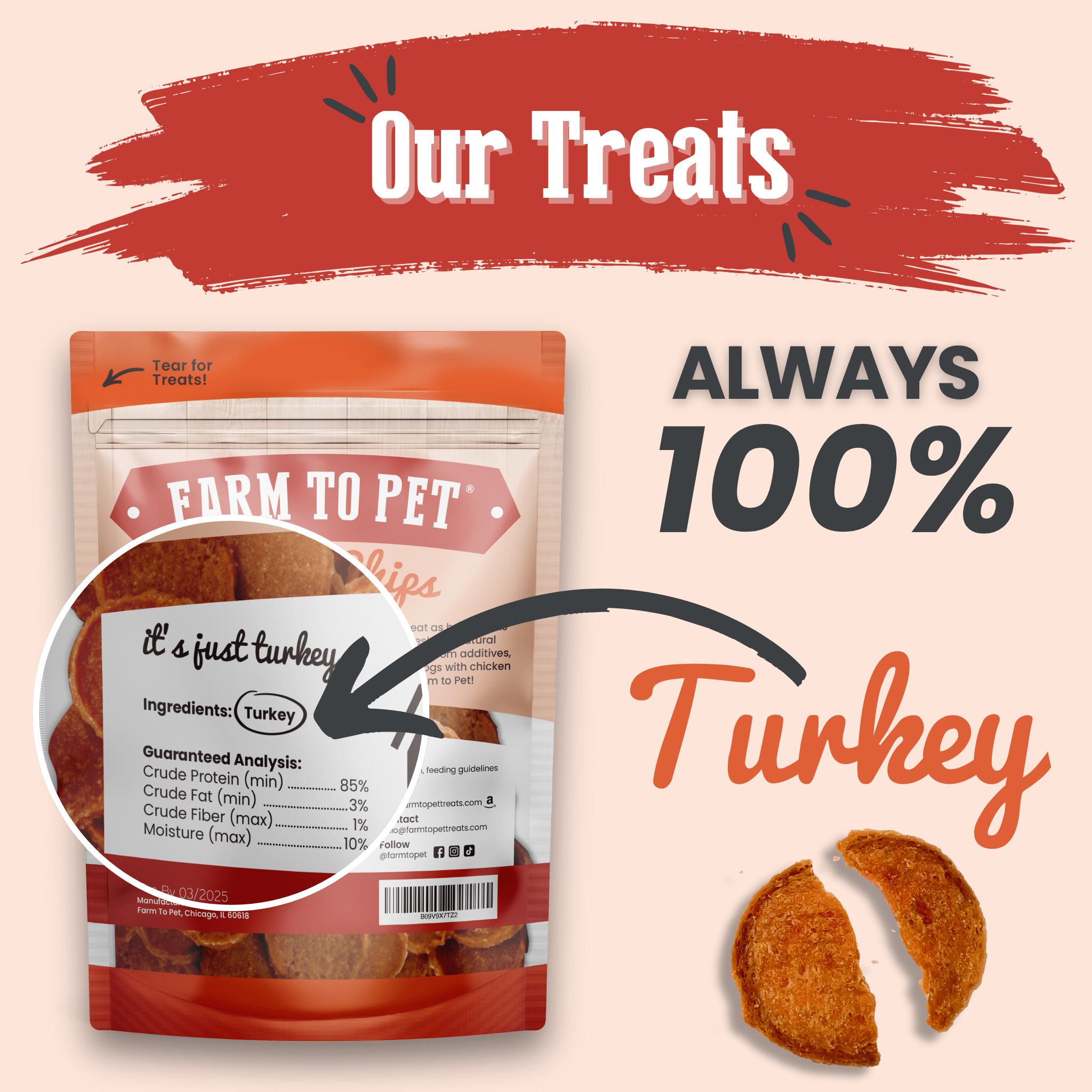 All-Natural Single Ingredient Turkey Chips Healthy Dog Treats