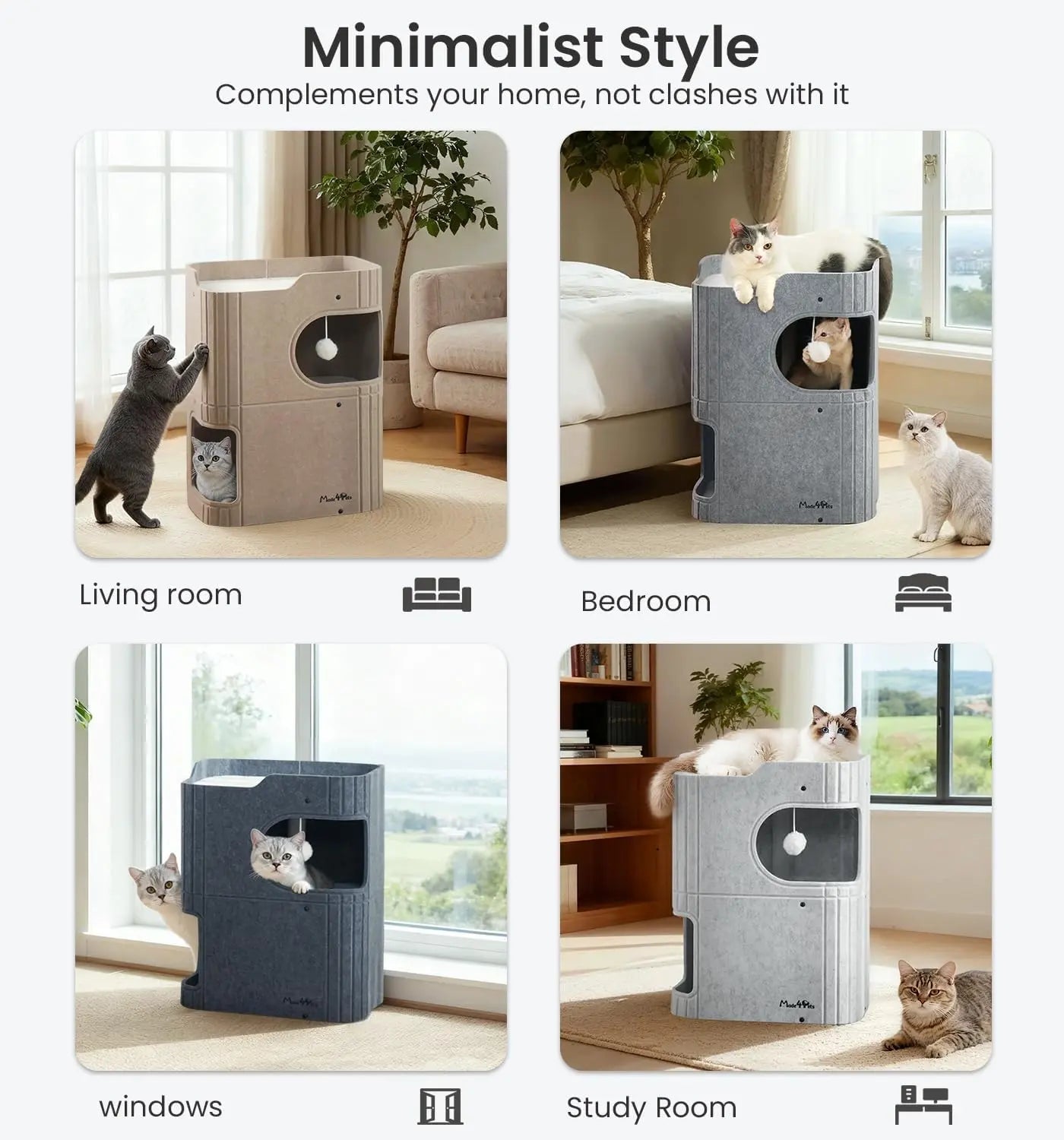 Made4Pets Indoor Cat House - The Ultimate Cozy Retreat for Your Feline Friend