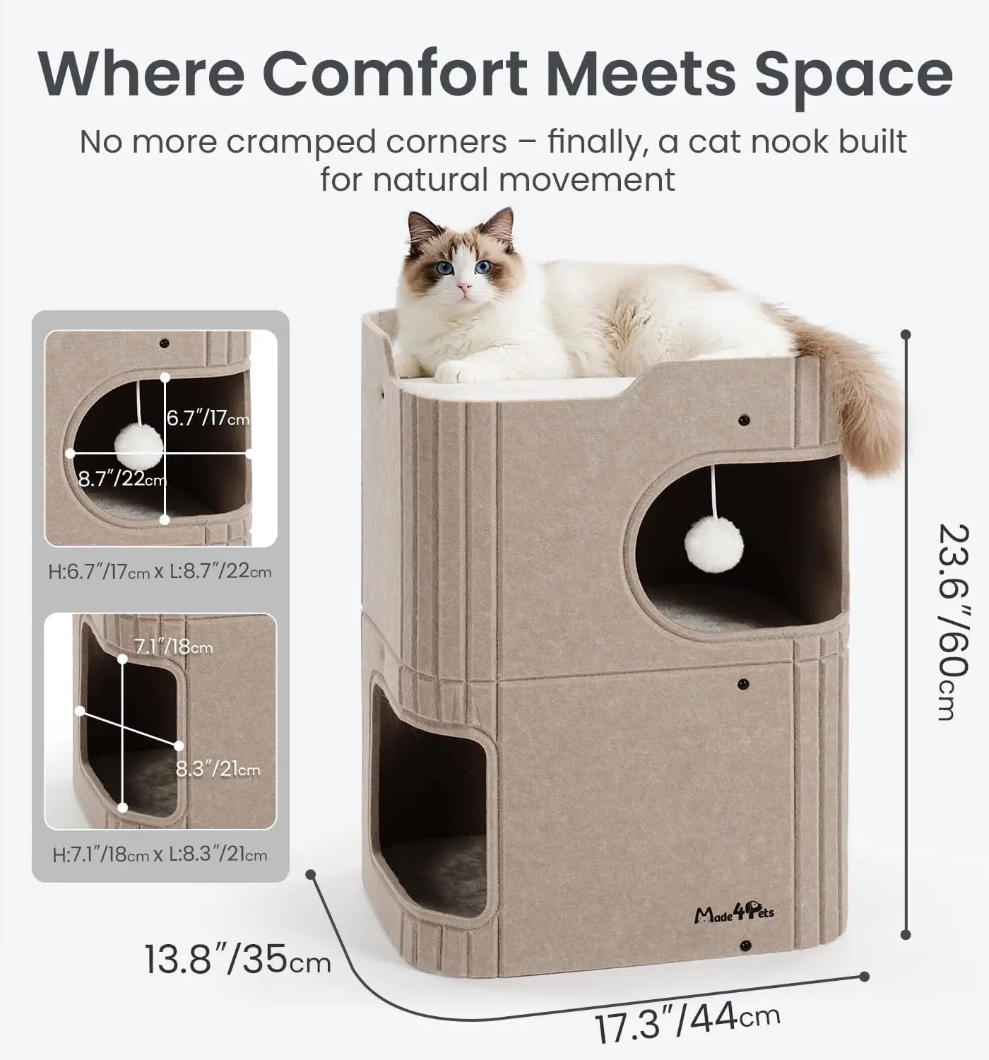 Made4Pets Indoor Cat House - The Ultimate Cozy Retreat for Your Feline Friend