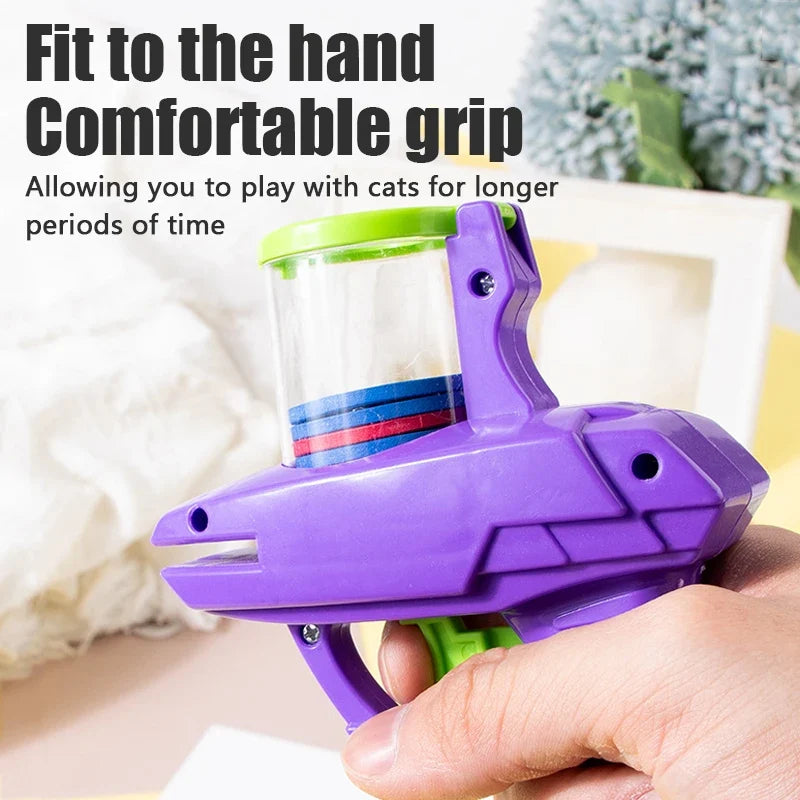 Fun Cat Toy Creative Flying Saucer Gun Paired With 15 Reusable EVA Flying Saucer Pet Hunting Interactive Toys For Dogs And Cats