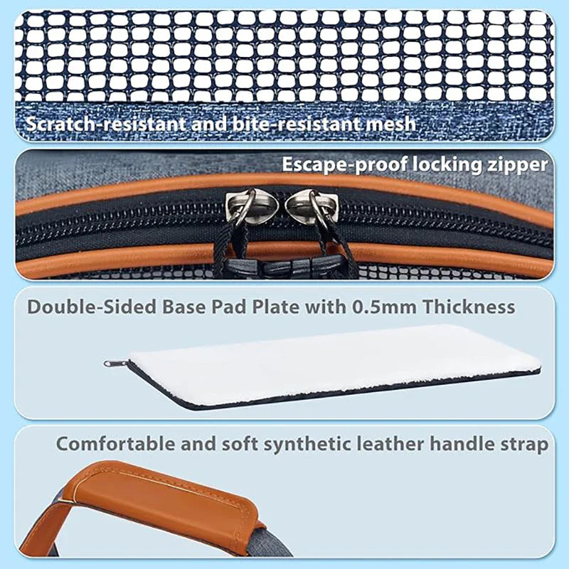 Anti Collapse Pet Carrier Bag with Storage Pockets Travel Handbag