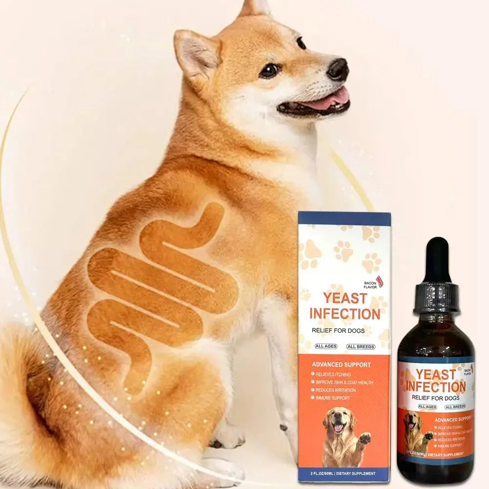 60ml Pet Yeast Infection Drops Liquid Supplement for Dogs & Cats Gut Health Immune System & Digestion