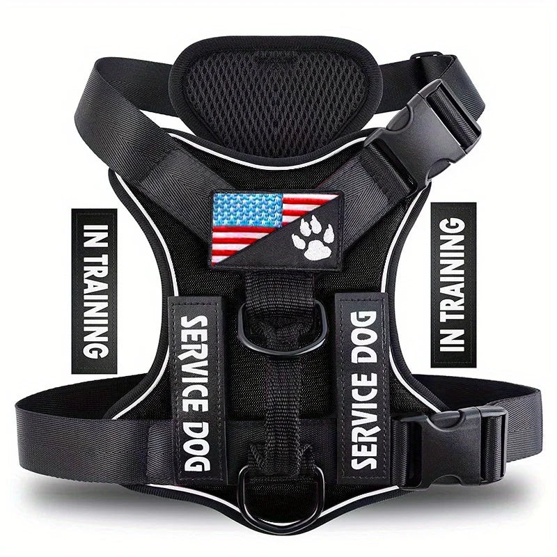 Reflective Service Dog Harness with Adjustable Soft Mesh Vest