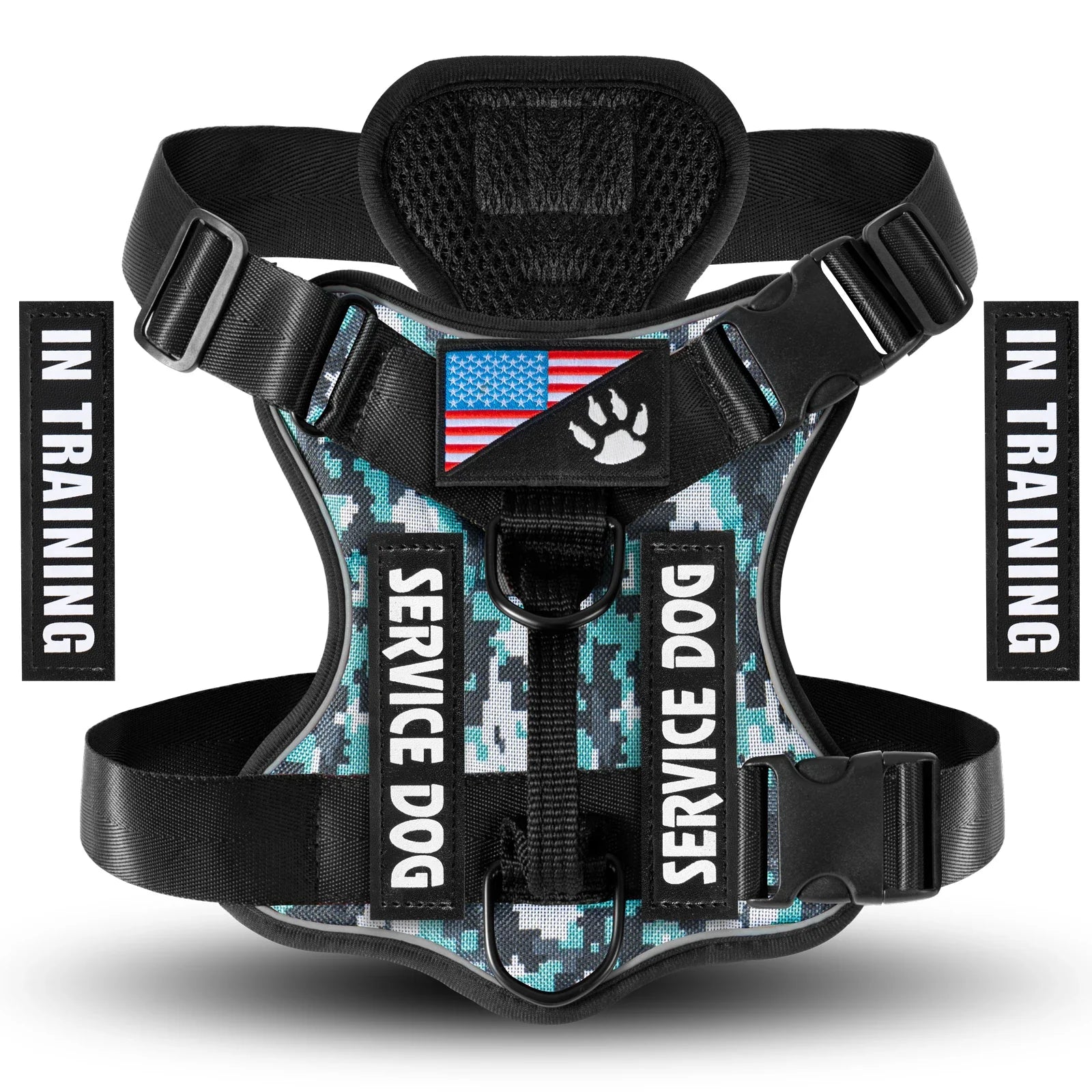 Reflective Service Dog Harness with Adjustable Soft Mesh Vest