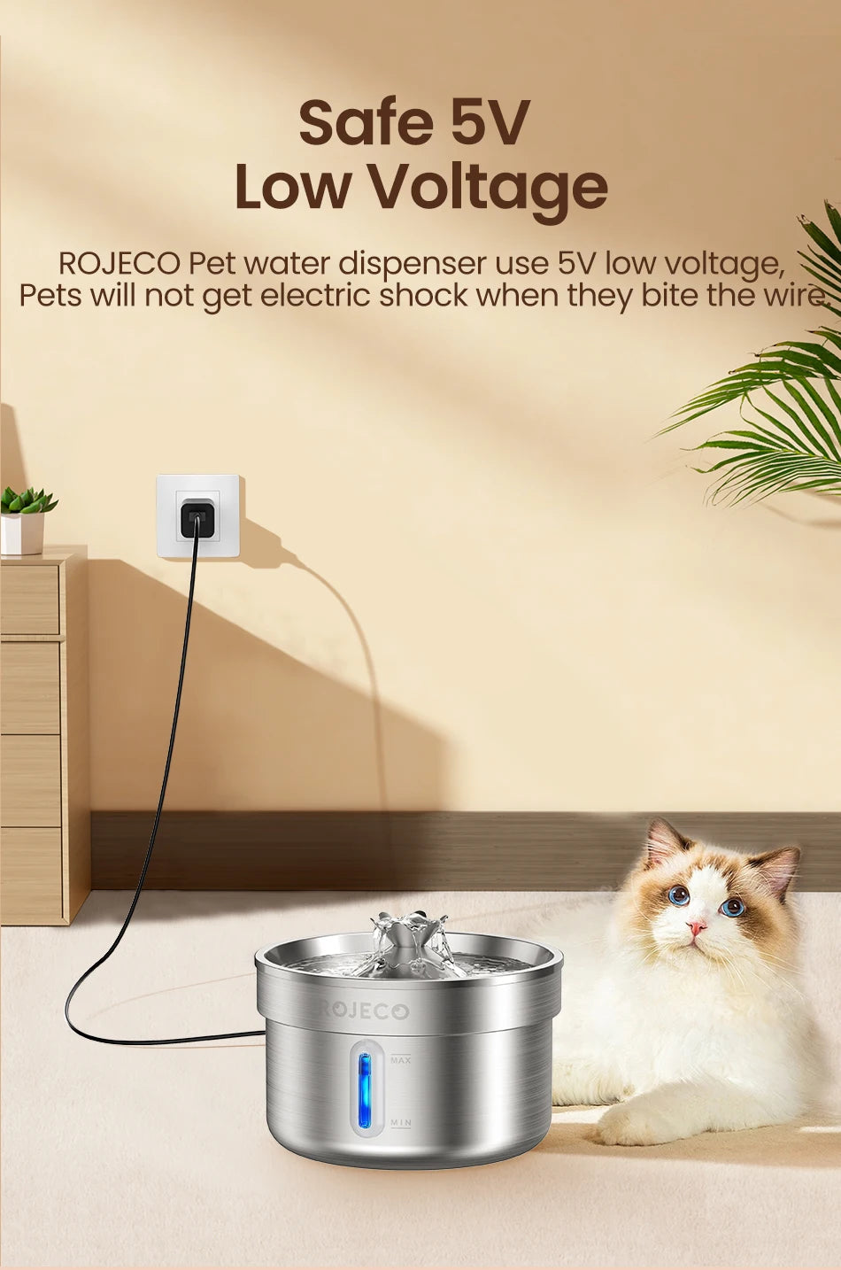 Stainless Steel Pet Drinking Fountain Automatic Cat Water Fountain Smart Pet Water Dispenser for Dog Cat Drinking Supply