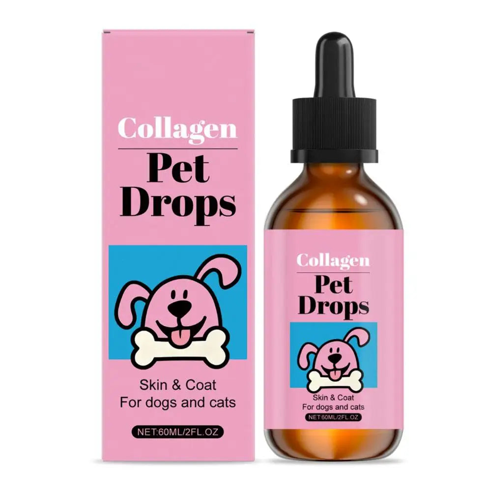 Pet Collagen Drops 60ml Skin and Coat Supplement for Dogs Cats Liquid Moisturizing Daily Nutrition Supplement Dog Supplies