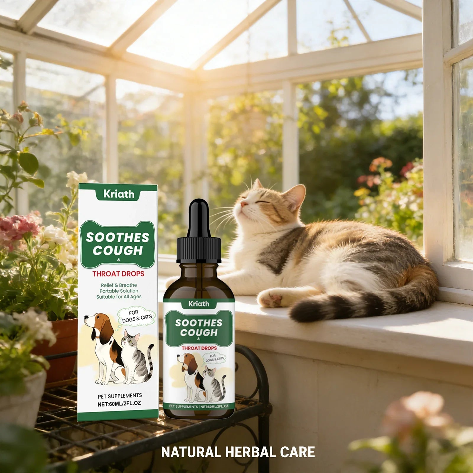 Pets Herbal Throat-Moistening Nutritional Liquid Soothing Throat Support Respiratory Health Aid Digestion Dogs Care Supplements