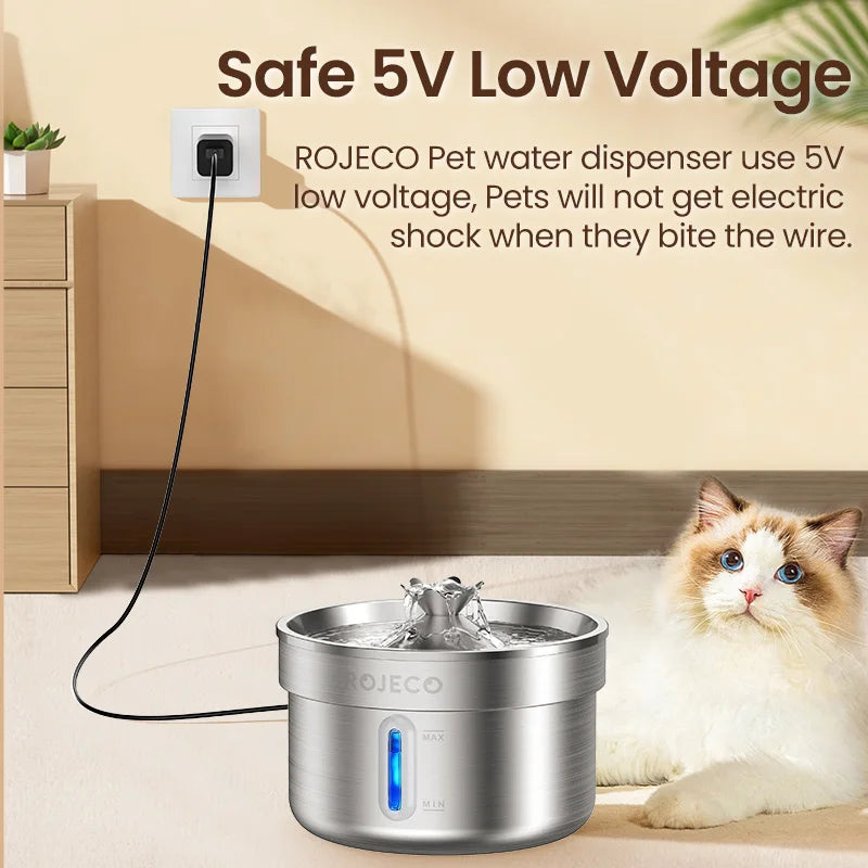 Stainless Steel Pet Drinking Fountain Automatic Cat Water Fountain Smart Pet Water Dispenser for Dog Cat Drinking Supply