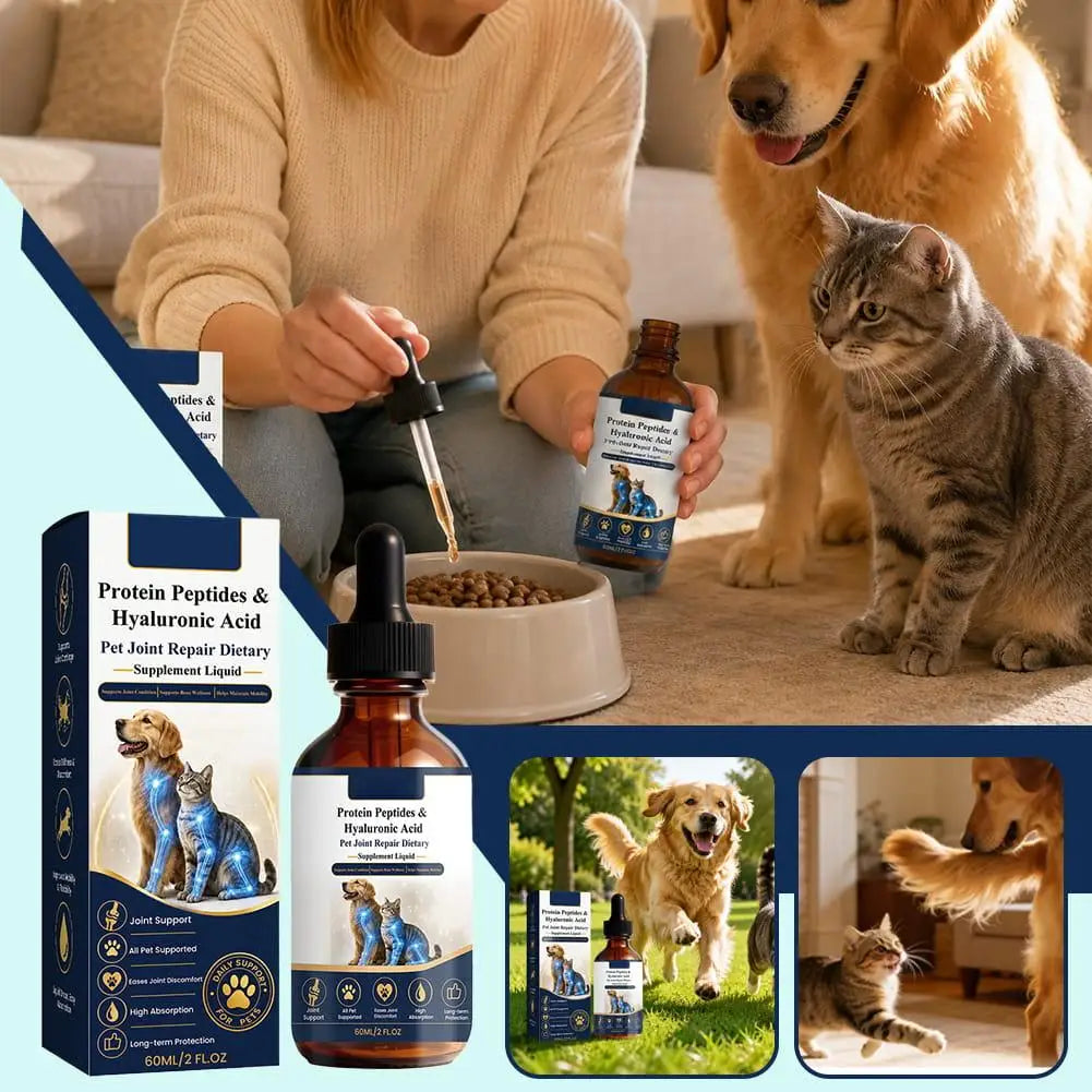Universal Pet Joint Support Liquid Drops with Peptides&Hyaluronic Acid,Joint Nutrition Supplement for Puppies Kittens&Senior Pet