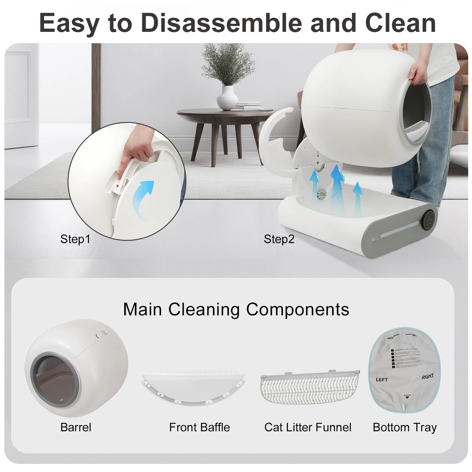 65L Automatic Self-Cleaning Cat Litter Box with App & Odor Control