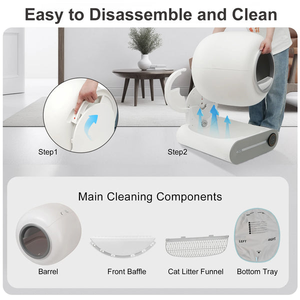65L Automatic Self-Cleaning Cat Litter Box with App & Odor Control