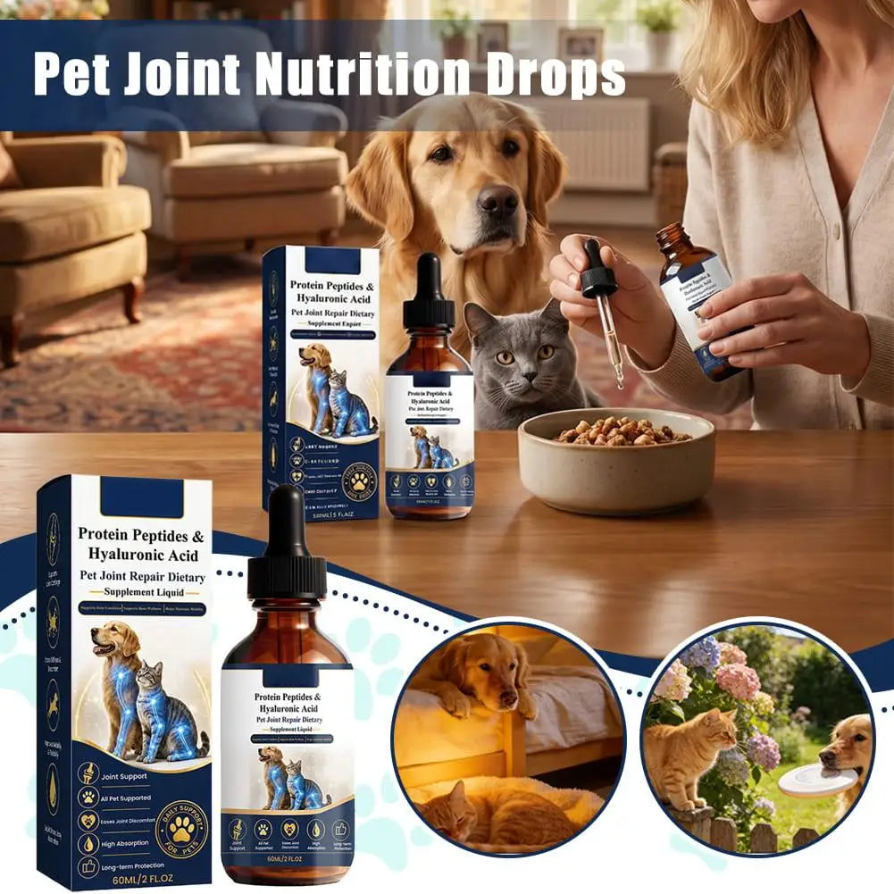 Universal Pet Joint Support Liquid Drops with Peptides&Hyaluronic Acid,Joint Nutrition Supplement for Puppies Kittens&Senior Pet