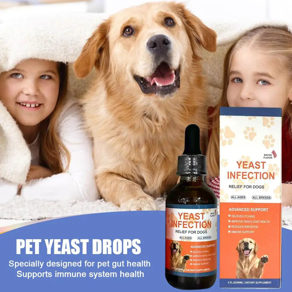 60ml Pet Yeast Infection Drops Liquid Supplement for Dogs & Cats Gut Health Immune System & Digestion