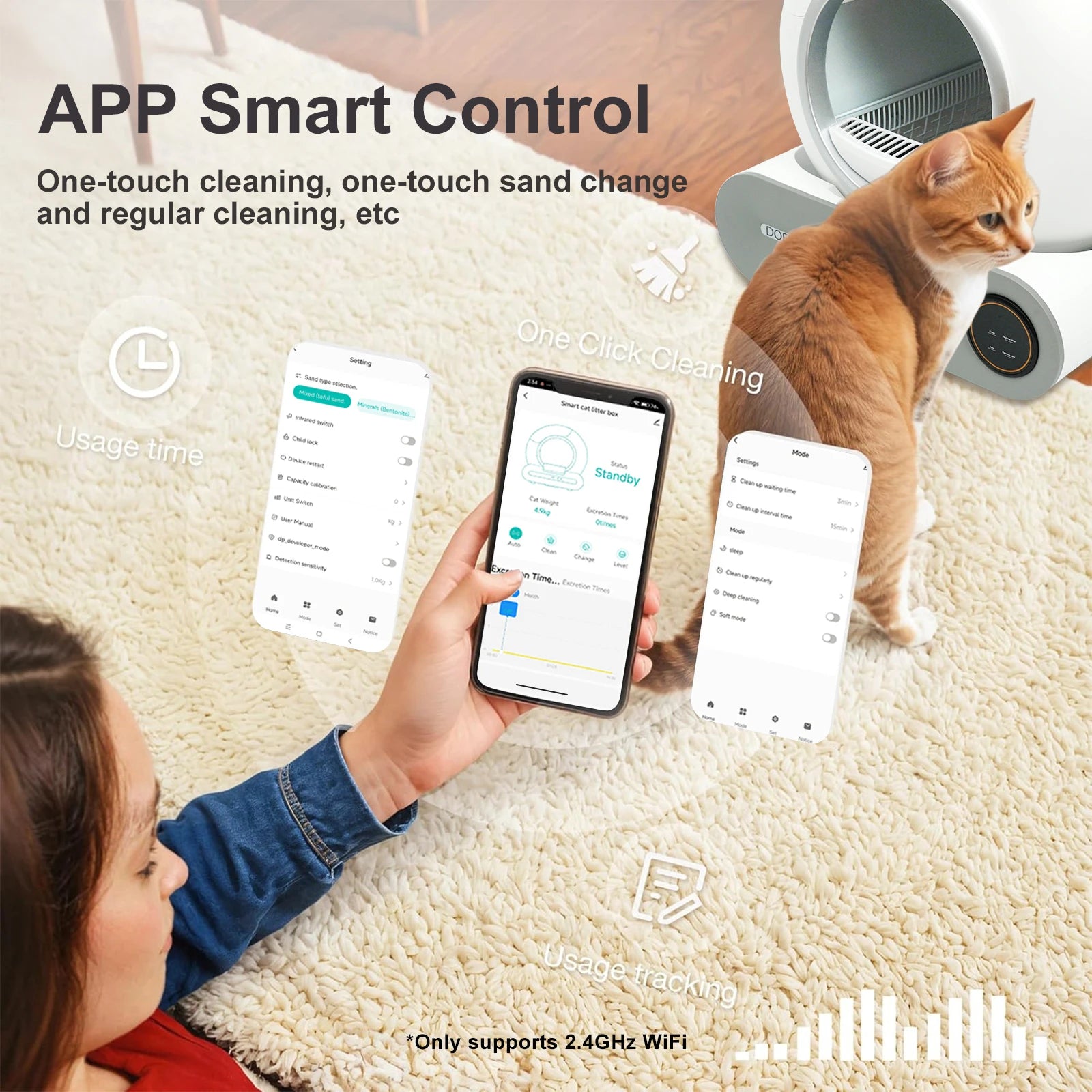 65L Automatic Self-Cleaning Cat Litter Box with App & Odor Control