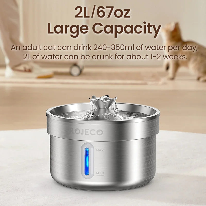 Stainless Steel Pet Drinking Fountain Automatic Cat Water Fountain Smart Pet Water Dispenser for Dog Cat Drinking Supply