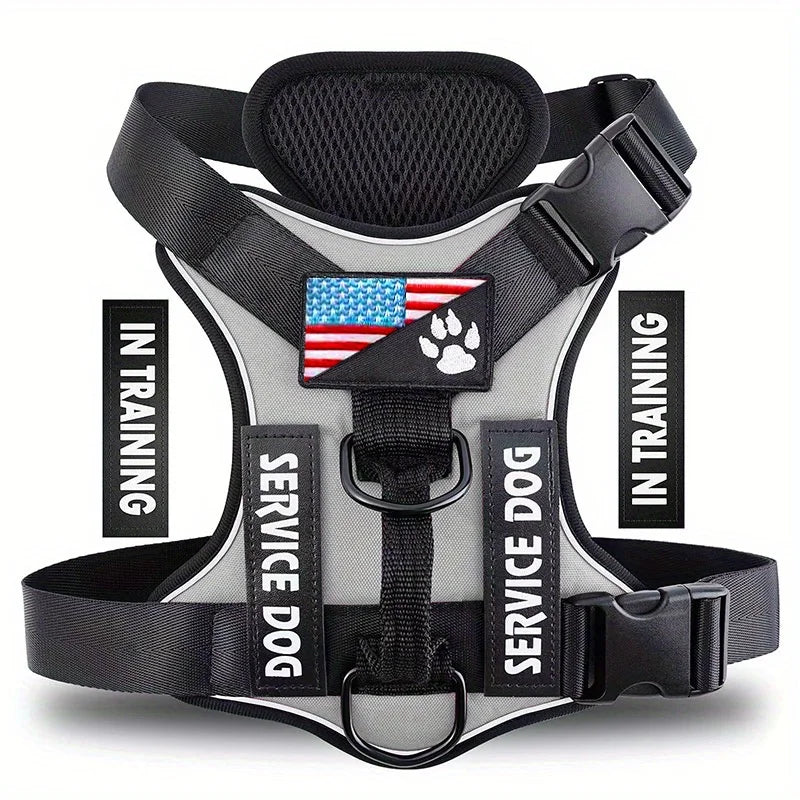 Reflective Service Dog Harness with Adjustable Soft Mesh Vest