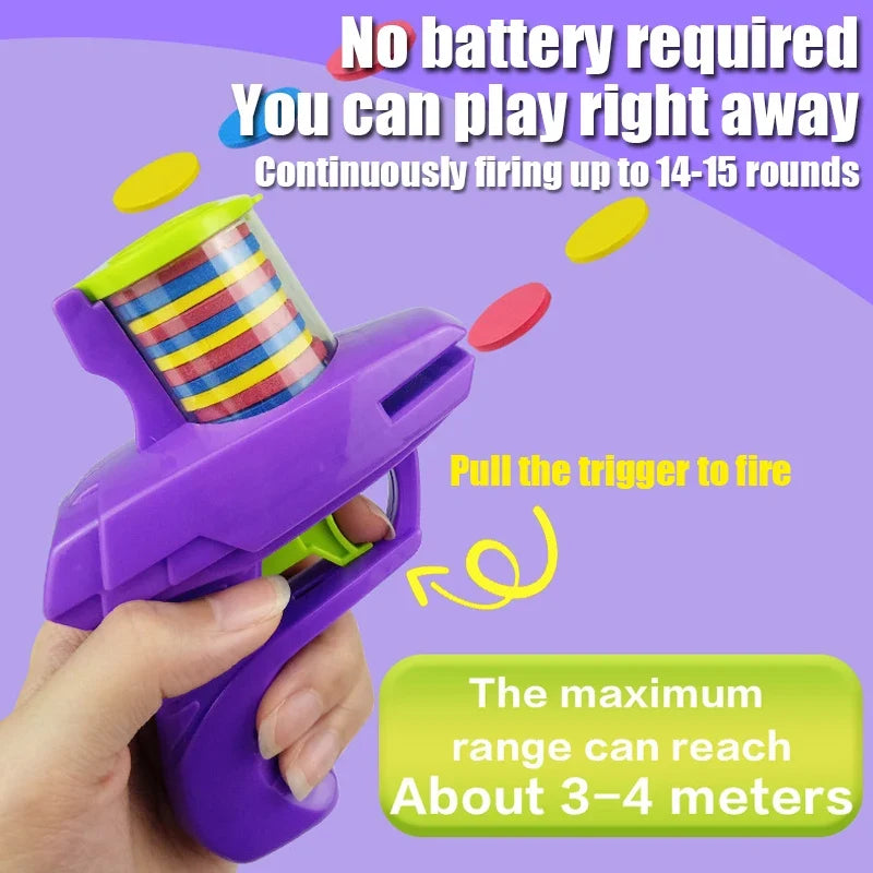 Fun Cat Toy Creative Flying Saucer Gun Paired With 15 Reusable EVA Flying Saucer Pet Hunting Interactive Toys For Dogs And Cats