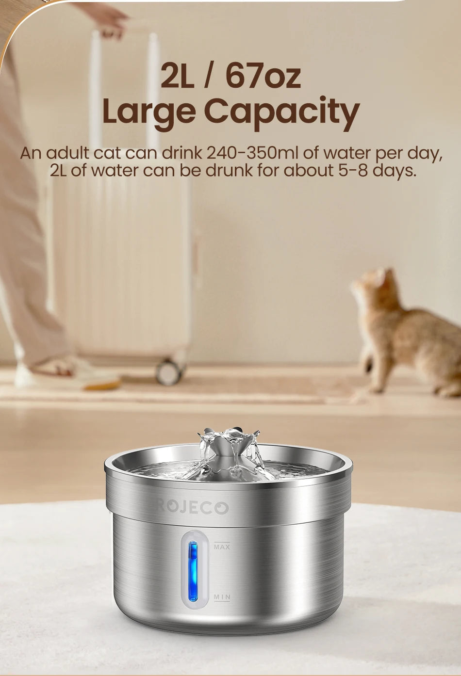 Stainless Steel Pet Drinking Fountain Automatic Cat Water Fountain Smart Pet Water Dispenser for Dog Cat Drinking Supply