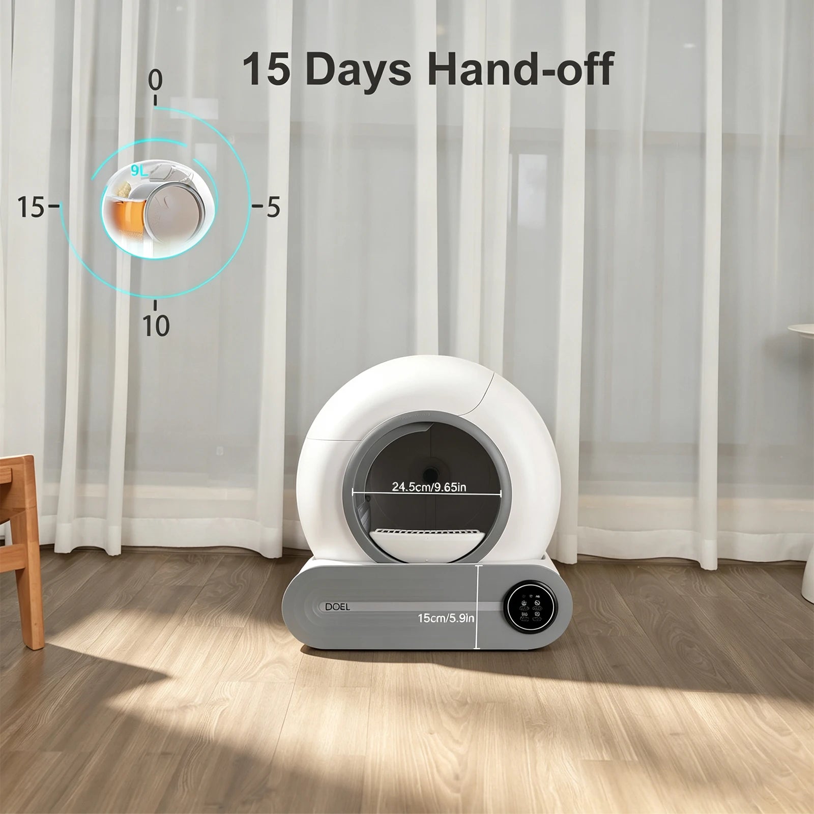 65L Automatic Self-Cleaning Cat Litter Box with App & Odor Control
