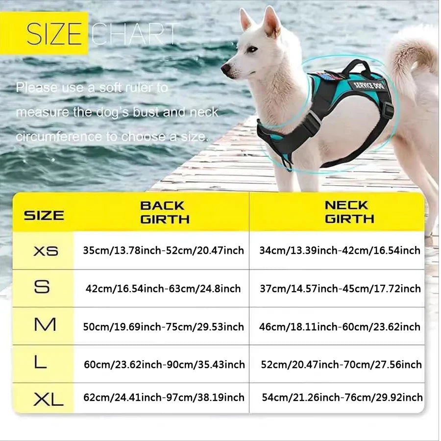 Reflective Service Dog Harness with Adjustable Soft Mesh Vest