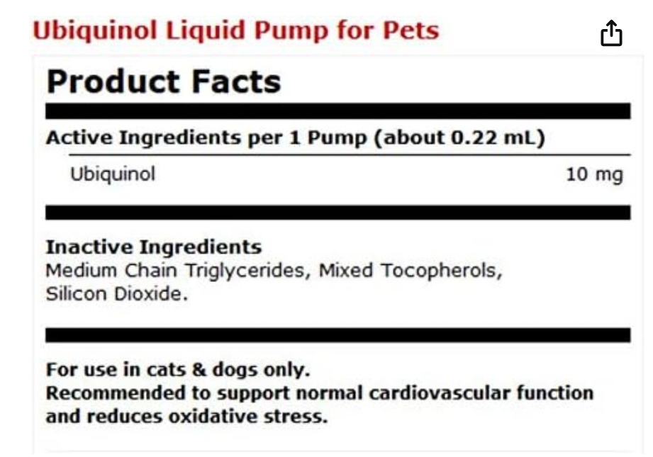 Ubiquinol for Pets Cellular Health Daily Supplement Support Formula