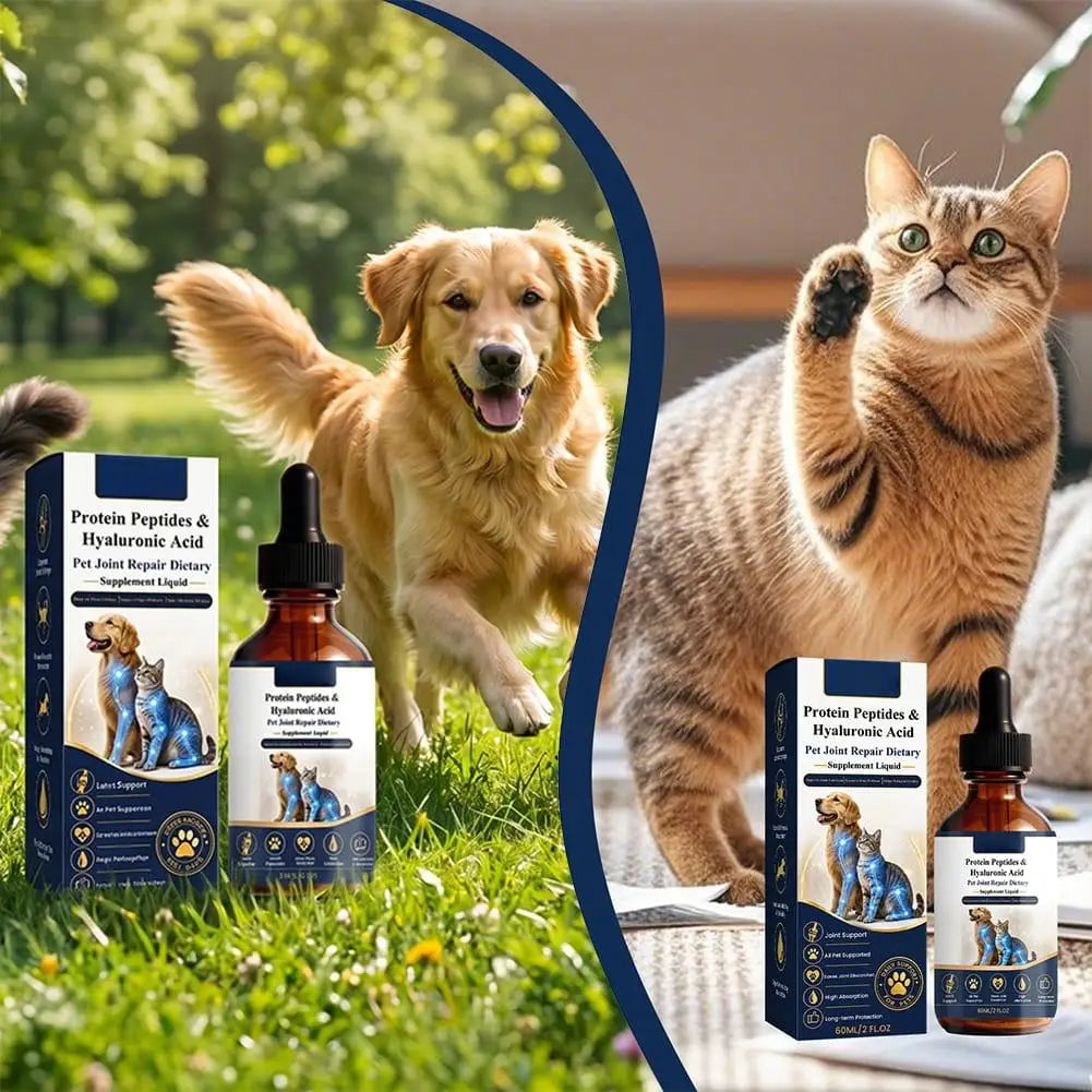 Universal Pet Joint Support Liquid Drops with Peptides&Hyaluronic Acid,Joint Nutrition Supplement for Puppies Kittens&Senior Pet