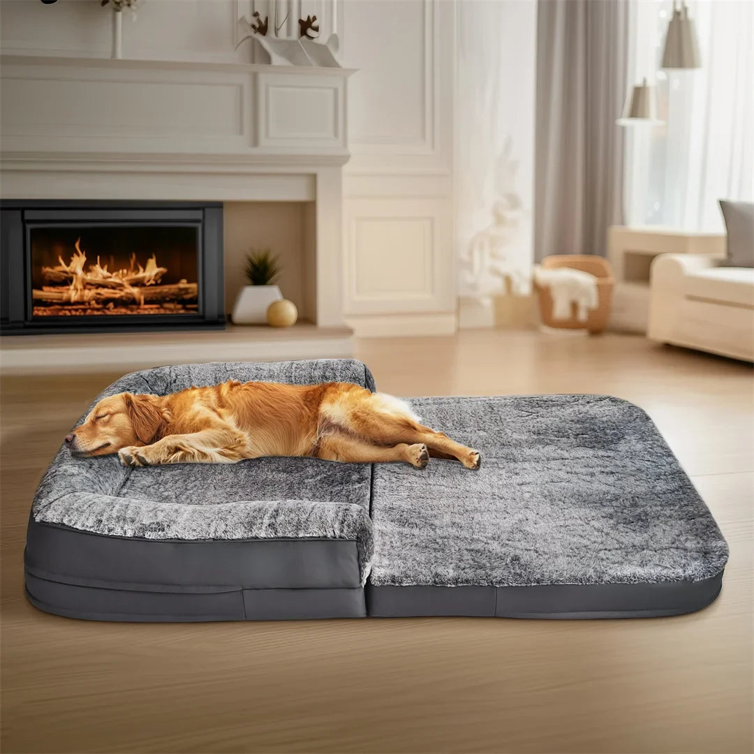 180cm Long Human-Size Giant Dog Bed Foldable Calming Pet Dog Bed Plush Cover Orthopedic