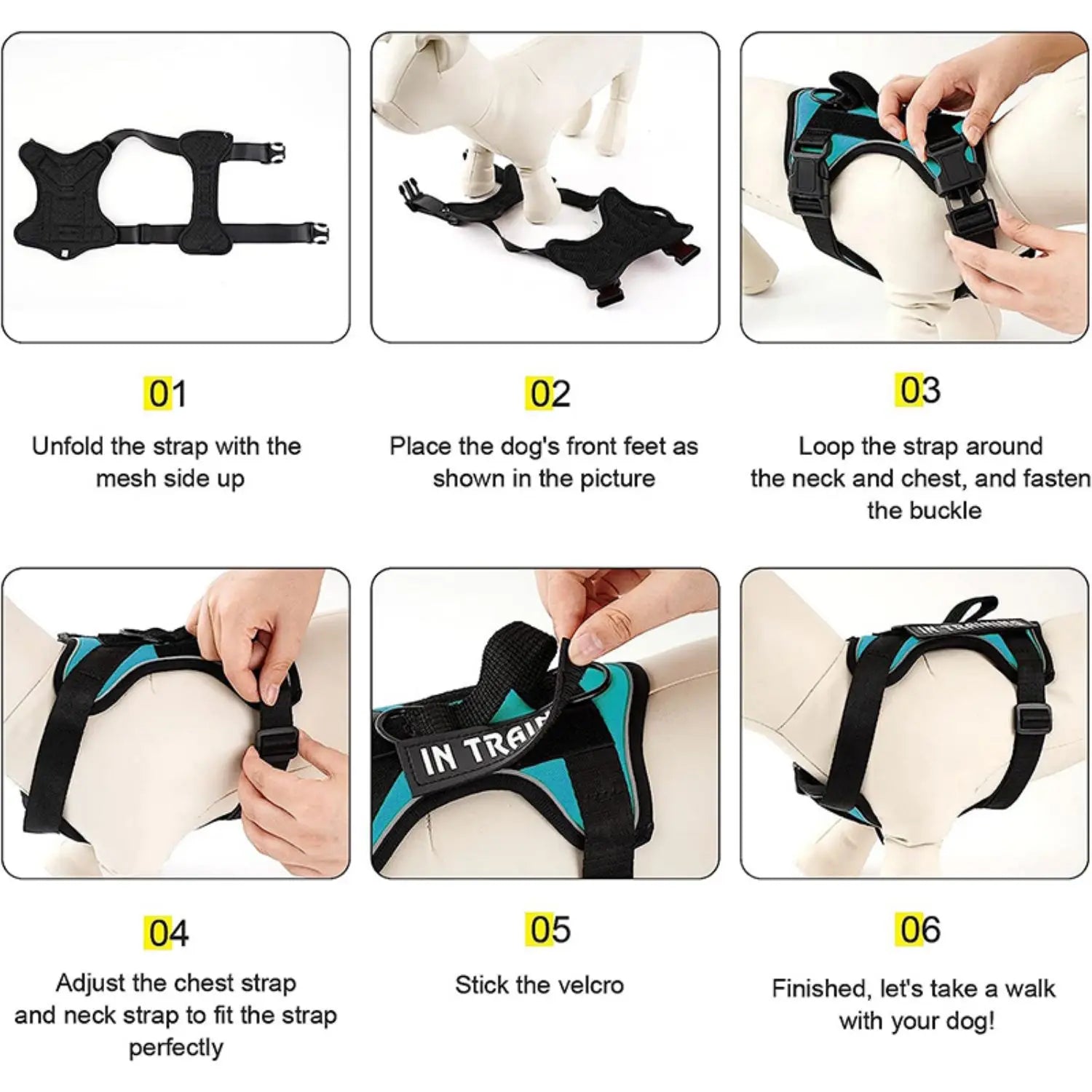 Reflective Service Dog Harness with Adjustable Soft Mesh Vest