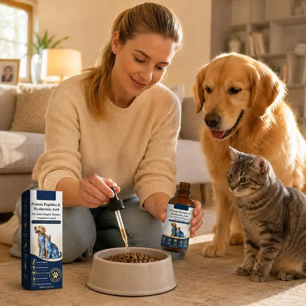 Universal Pet Joint Support Liquid Drops with Peptides&Hyaluronic Acid,Joint Nutrition Supplement for Puppies Kittens&Senior Pet