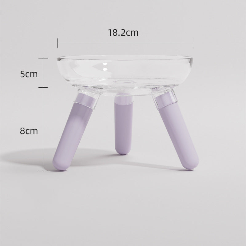 Pet Cat Dog Transparent Glass Feeding Water Bowl Anti Knock