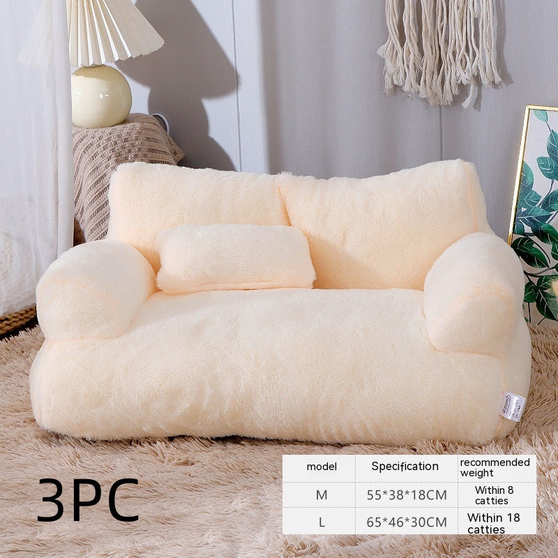 Luxury Plush Cat Bed Sofa Warm Pet Nest for Dogs Cats