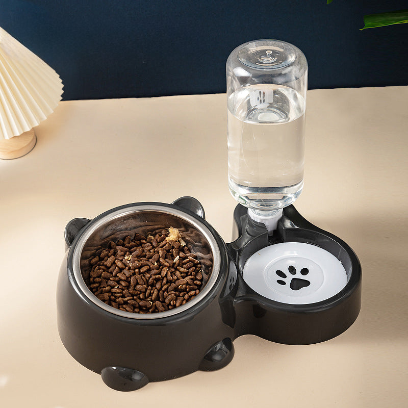 Tilted Cat Dog Food Water Bowl Set with Dispenser