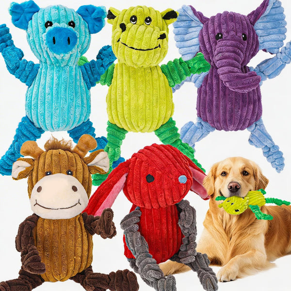 5 Pack Squeaky Plush Dog Toys Durable Animal Bundle Set