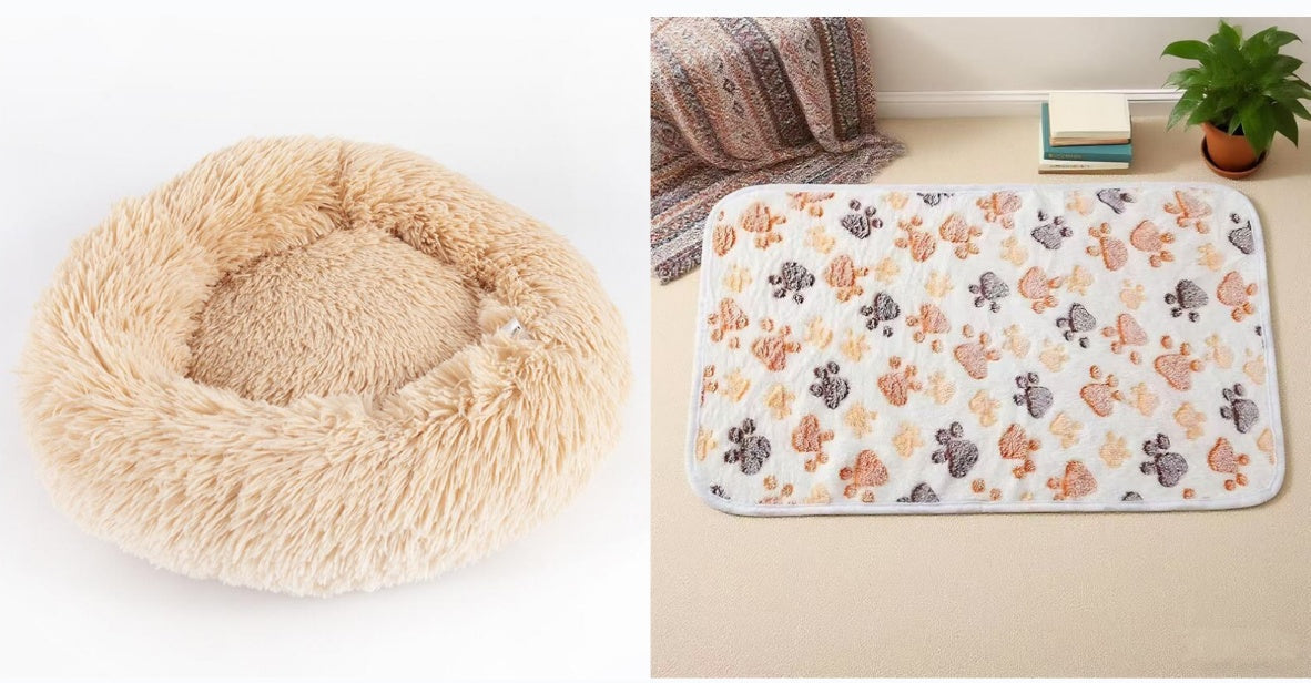 Round Plush Pet Bed for Small Dogs and Cats