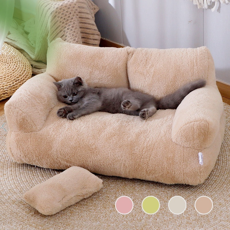 Luxury Plush Cat Bed Sofa Warm Pet Nest for Dogs Cats