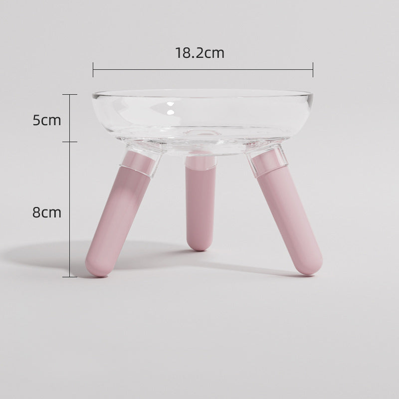 Pet Cat Dog Transparent Glass Feeding Water Bowl Anti Knock