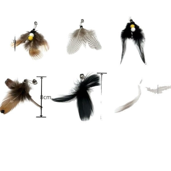 Insect Feather Replacement Head Bell Interactive Cat Toy