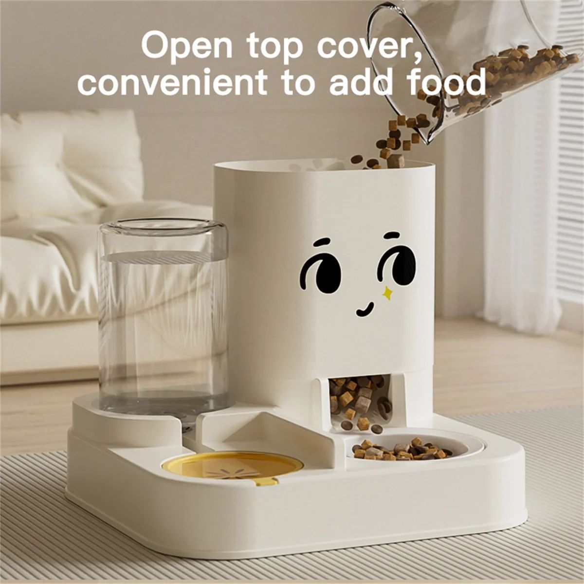 Cartoon Pet Feeding Water Dispenser Large Capacity Bowl Set