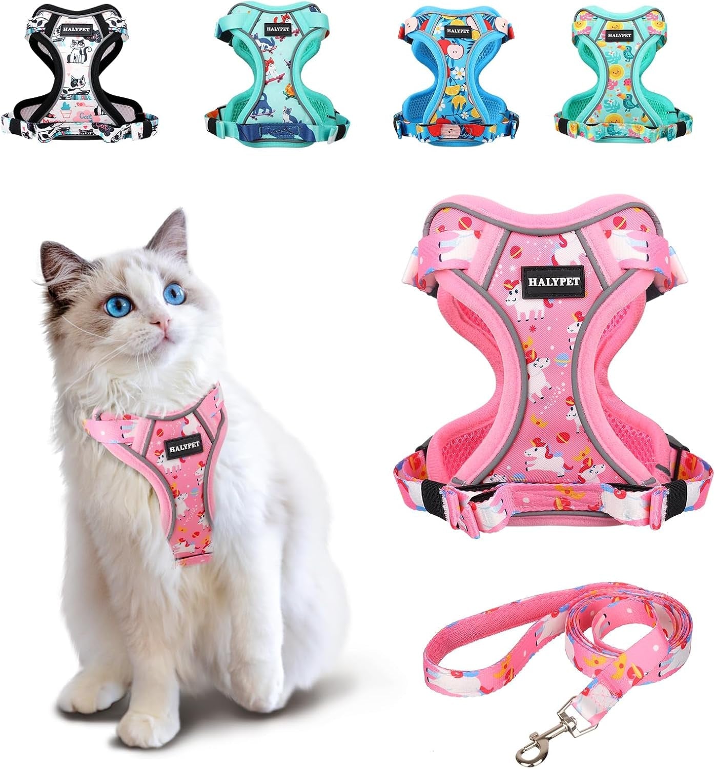Escape Proof Reflective Adjustable Cat Harness Leash Set